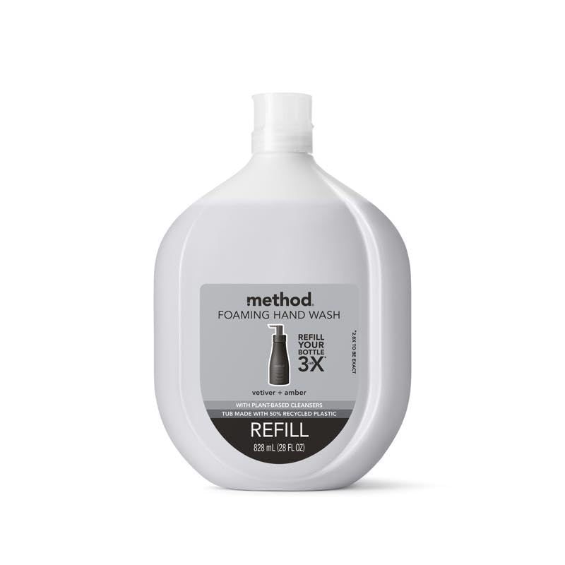 Method Foaming Hand Soap Refill, Vetiver  Amber, Biodegradable Formula, 28 Fl Oz (Pack of 1)