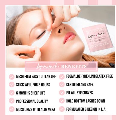 100 Pairs Eyelash Extension Under Eye Gel Pads by Lyon Lash - Lint Free with Aloe Vera Hydrogel Eye Patches, Premium Eyelash Extension Supplies &amp; Beauty Tools, Fit Most Eye Shape, Stick Well