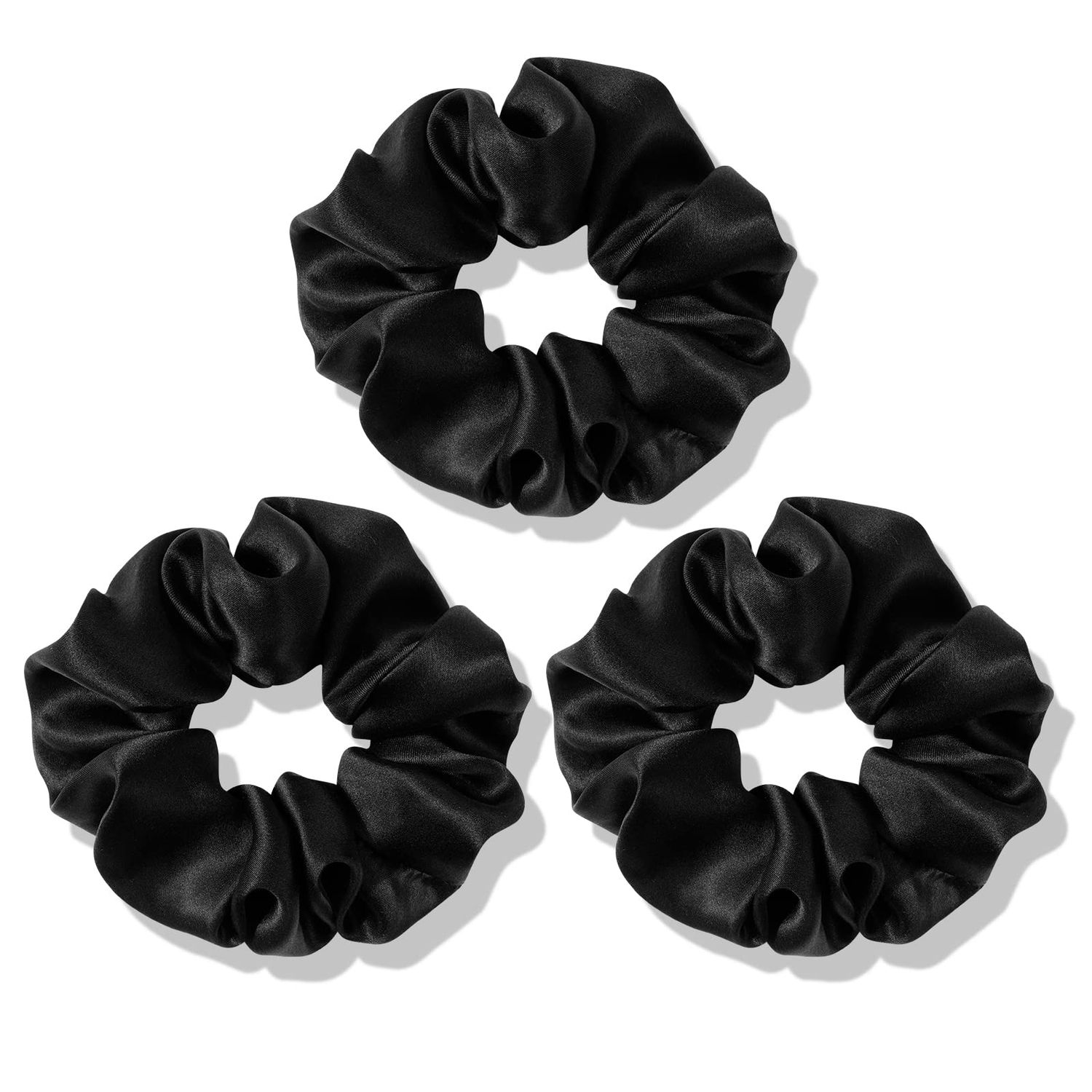 OLESILK 100% Mulberry Silk-Scrunchies for Hair Sleep, Women Grils Silk Hair Ties for Frizz &amp; Breakage Curly Hair, No Damage, Elastics Ponytail Holder, 3 Pack