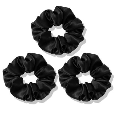 OLESILK 100% Mulberry Silk-Scrunchies for Hair Sleep, Women Grils Silk Hair Ties for Frizz &amp; Breakage Curly Hair, No Damage, Elastics Ponytail Holder, 3 Pack