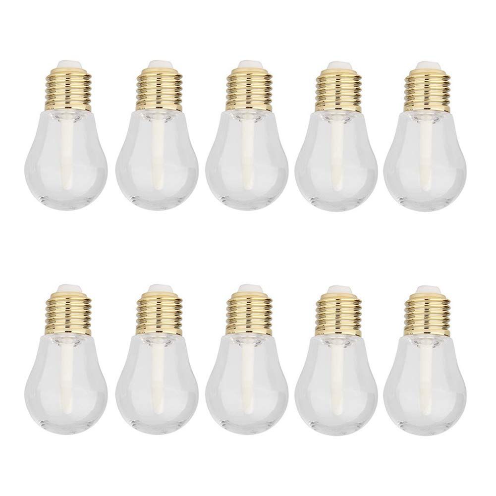 10 Pieces Empty Lip Gloss Tubes Reusable Lip Gloss Containers Light Bulb Shaped Lips Gloss Tube 9 ml Empty Refillable Lips Gloss Bottles DIY Cosmetics Lipstick Containers, Golden