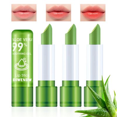 4PCS Aloe Vera Color Changing Lipstick,Temperature Color Change Lip Gloss Makeup Set,Waterproof Long Lasting Aloe Vera Tinted Lip Balm Moisturizer,Moisturizing PH Mood Magic Lipstick for Women
