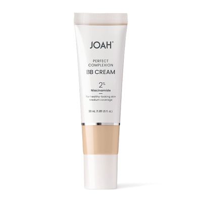 JOAH Beauty Perfect Complexion BB Cream with Hyaluronic Acid and Niaciminade, Korean Makeup with Medium Buildable Coverage, Evens Skin Tone, Lightweight, Semi Matte Finish, Fair with Warm Undertones