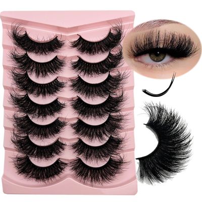 IFSOWDRA Mink False Lashes Dramatic D Curl Strip Lashes Wispy 20mm25mm Long Full False Lashes Pack, 3D Mink Cat Eye False Eyelashes Natural Look