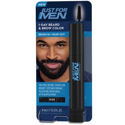 Just for Men 1-Day Beard &amp; Brow Color, Temporary Color for Beard and Eyebrows, For a Fuller, Well-Defined Look, Up to 30 Applications, Black