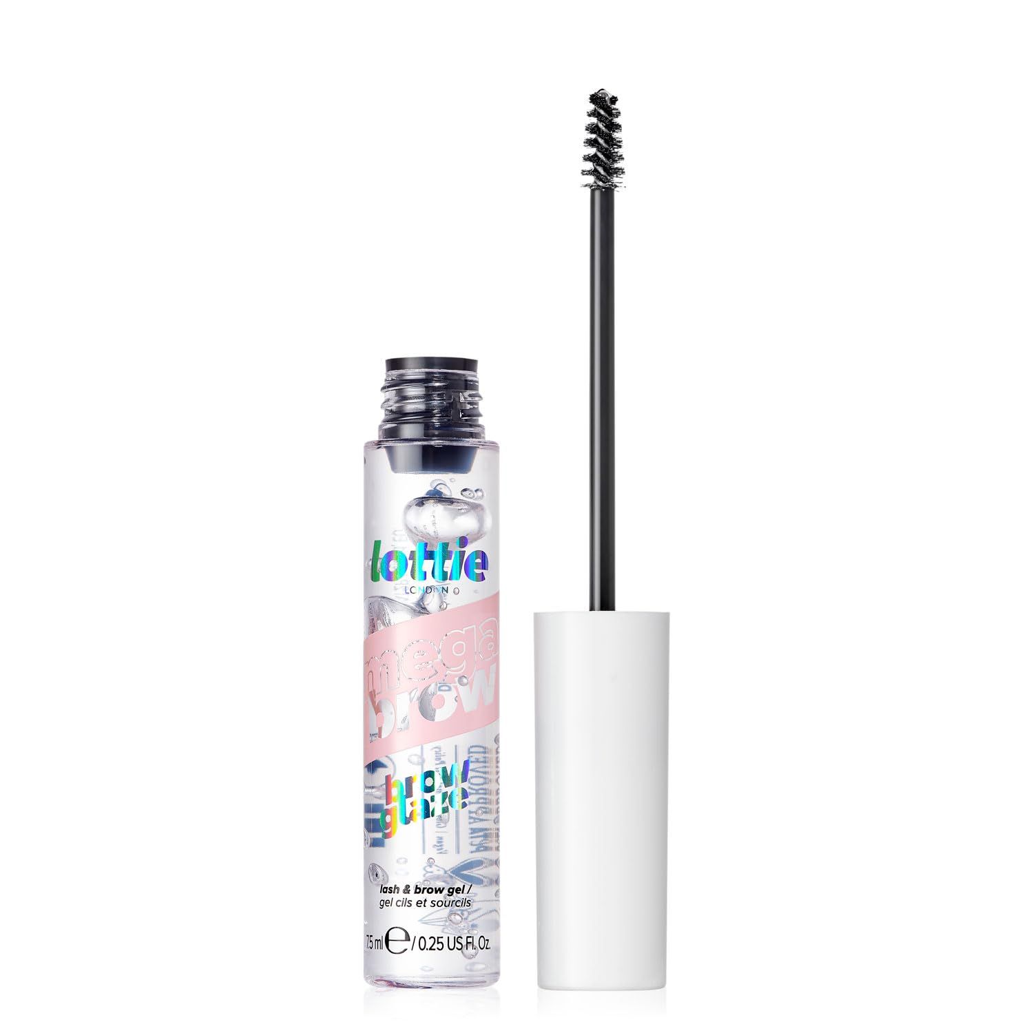 Lottie London MegaBrow Brow Glaze in Clear, Lash &amp; Eyebrow Setting Gel, Transparent &amp; Lightweight for Feathery Brows &amp; Defined Eyelashes