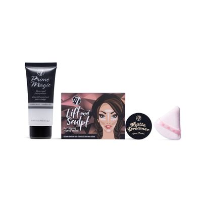 W7 Prime Magic Set - 4 Piece Set - Prime, Contour &amp; Face Powder Makeup Bundle