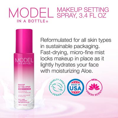 Model in a Bottle, Makeup Primer Original Setting Spray, Smooth, Matte Finish Finishing Spray, All Skin Types, 3.4 oz - 1 Pack
