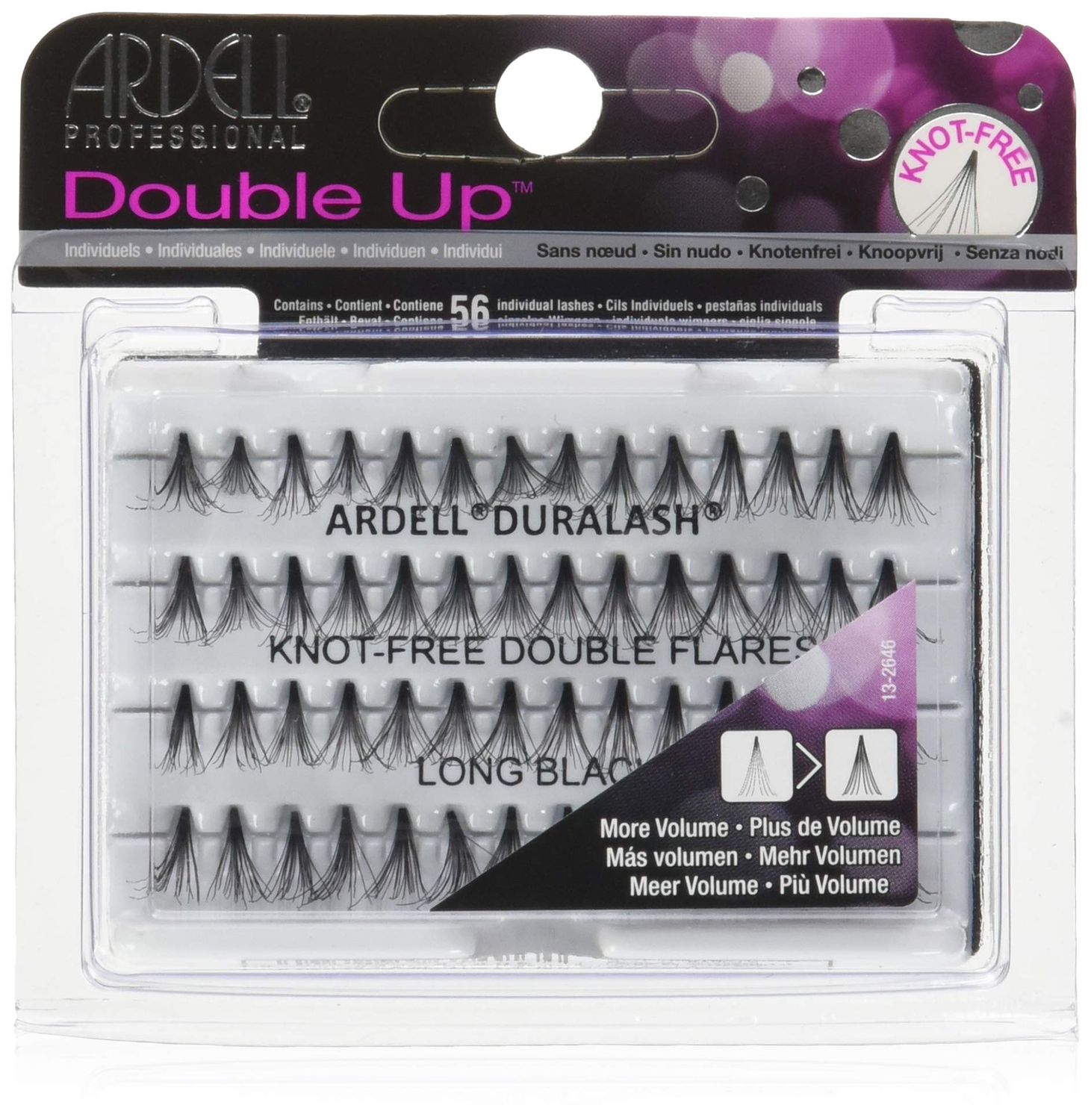 Ardell Double Up Individuals Knot-Free Long Black False Lashes, Double Flares