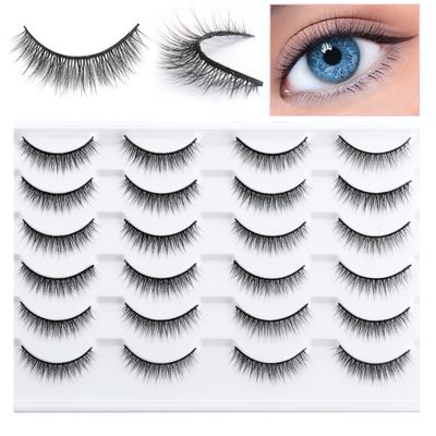 SONAFEEL Short False Eyelashes Natural Look Wispy Strip Lashes Pack 11mm 12Pairs Small Lashes 3d Mink Eyelashes Reusable Lightweight Short Natural Eyelashes