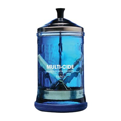ForPro Professional Collection Multi-Cide Midsize Disinfecting Jar, Disinfectant Glass Jar for Manicure &amp; Spa Implements, 21 Ounces