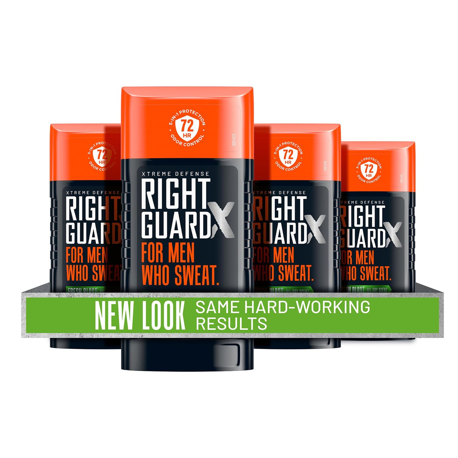 Right Guard Xtreme Defense Invisible Solid Antiperspirant &amp; Deodorant ,72-Hour Odor Control,Fresh Blast Scent, 2.6 oz. (4 count)