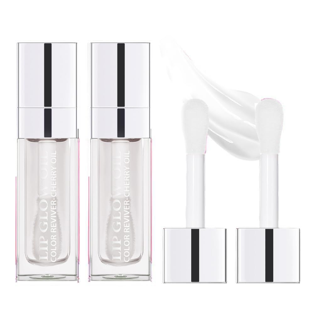 2PCS Lip Gloss Oil Set, Hydrating Lip Oil for Women, Moisturizing Lip Balm for Smooth Lip Lines, Nourishing Lip Treatment for Shiny Lips Essential Lip Care Products