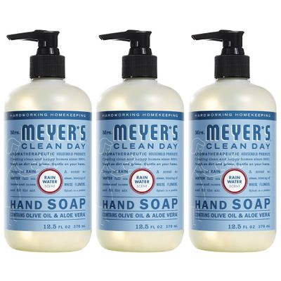 MRS. MEYER&#39;S CLEAN DAY Hand Soap, Made with Essential Oils, Biodegradable Formula, Rain Water, 12.5 fl. oz - Pack of 3
