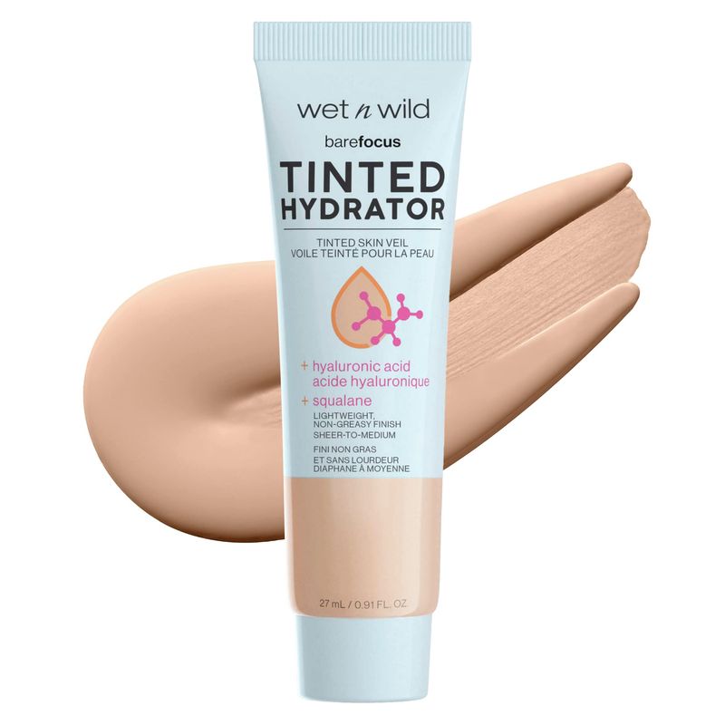 wet n wild Bare Focus Tinted Hydrator Matte Finish, Light, Oil-Free, Moisturizing Makeup | Hyaluronic Acid | Sheer To Medium Coverage