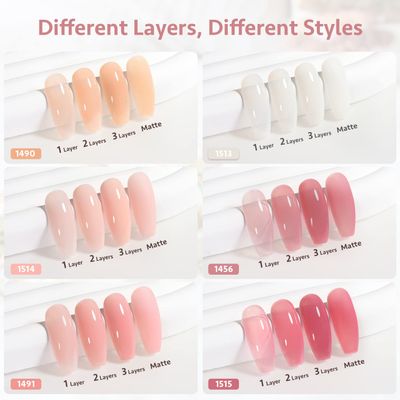 GAOY Milky White x Jelly Nude Gel Nail Polish Set, 6 Transparent Colors Sheer Pink Orange Soak Off UV Light Cure Gel Polish Kit for Salon and Nail Art DIY at Home