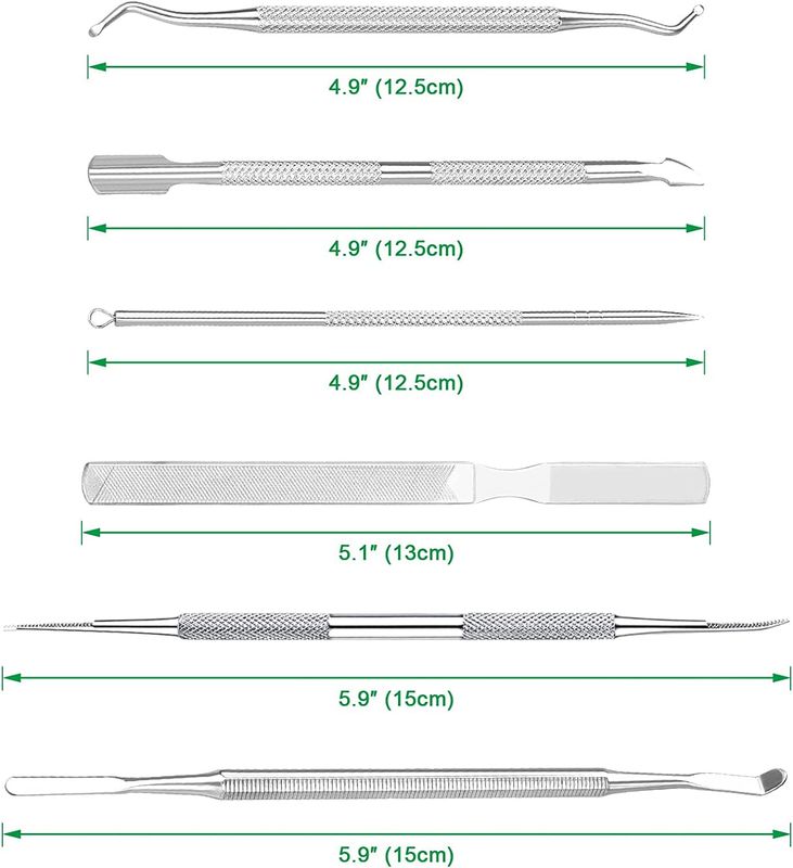 6-Pack Ingrown Toenail File and Lifters, Professional Surgical Stainless Steel Ingrown Toenail Removal Tool Kit, Manicure Treatment Pedicure Tools for Feet Under Nail Cleaner Correction Polish Pain