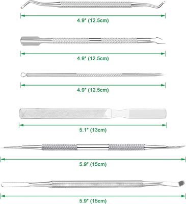 6-Pack Ingrown Toenail File and Lifters, Professional Surgical Stainless Steel Ingrown Toenail Removal Tool Kit, Manicure Treatment Pedicure Tools for Feet Under Nail Cleaner Correction Polish Pain