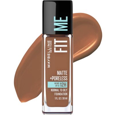 Maybelline Fit Me Matte  Poreless Liquid Foundation Makeup, Truffle, 1 fl oz Oil-Free Foundation