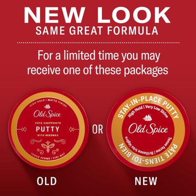 Old Spice Stay-In-Place Hair Styling Putty for Men, High Hold with Very Low Shine, 2.22 oz