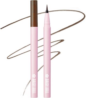 Daisy Doll Liquid Eyeliner, Waterproof &amp; Smudge-Resistant, Eye Make, Quick-Drying &amp; Long-Lasting Japanese Eyeliner for Sensitive Eyes, 0.02 Fl Oz, Natural Brown