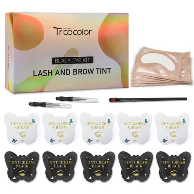 Lash Color, Troocolor Professional 2 in 1 Eyelash Color Kit Black Natural Effect, Eyebrow Color Easy for Beginners and Pros Reach Salon Quality Results