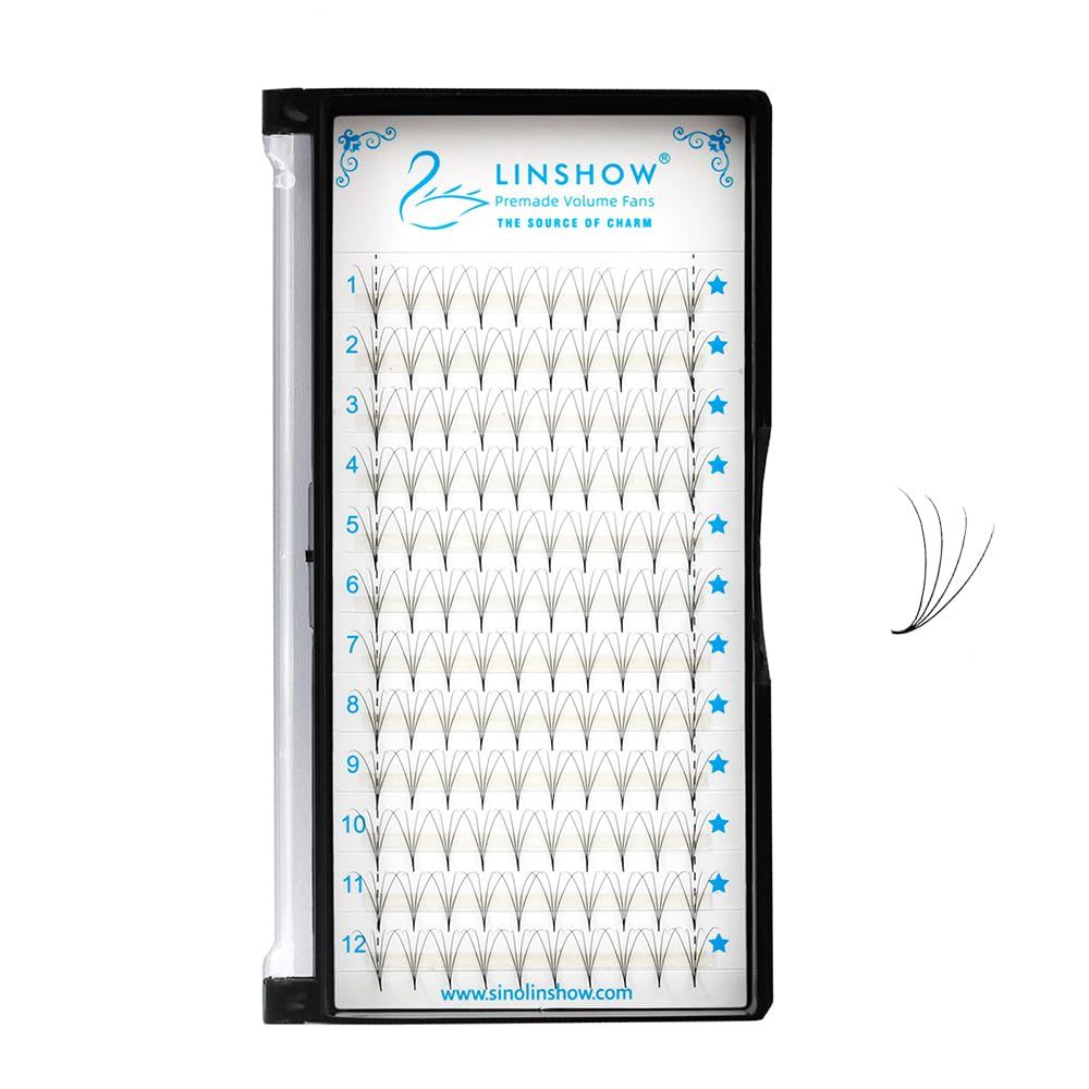 LinShow Promade Volume Fans 0.07 4D5D6D10D 8-15mm Russian Volume Fans Long Stem Pointy Base Root Faux Mink Lash Extension Makeup Supplies (4D D Curl, 11mm)
