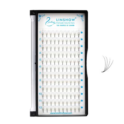 LinShow Promade Volume Fans 0.07 4D5D6D10D 8-15mm Russian Volume Fans Long Stem Pointy Base Root Faux Mink Lash Extension Makeup Supplies (4D D Curl, 11mm)