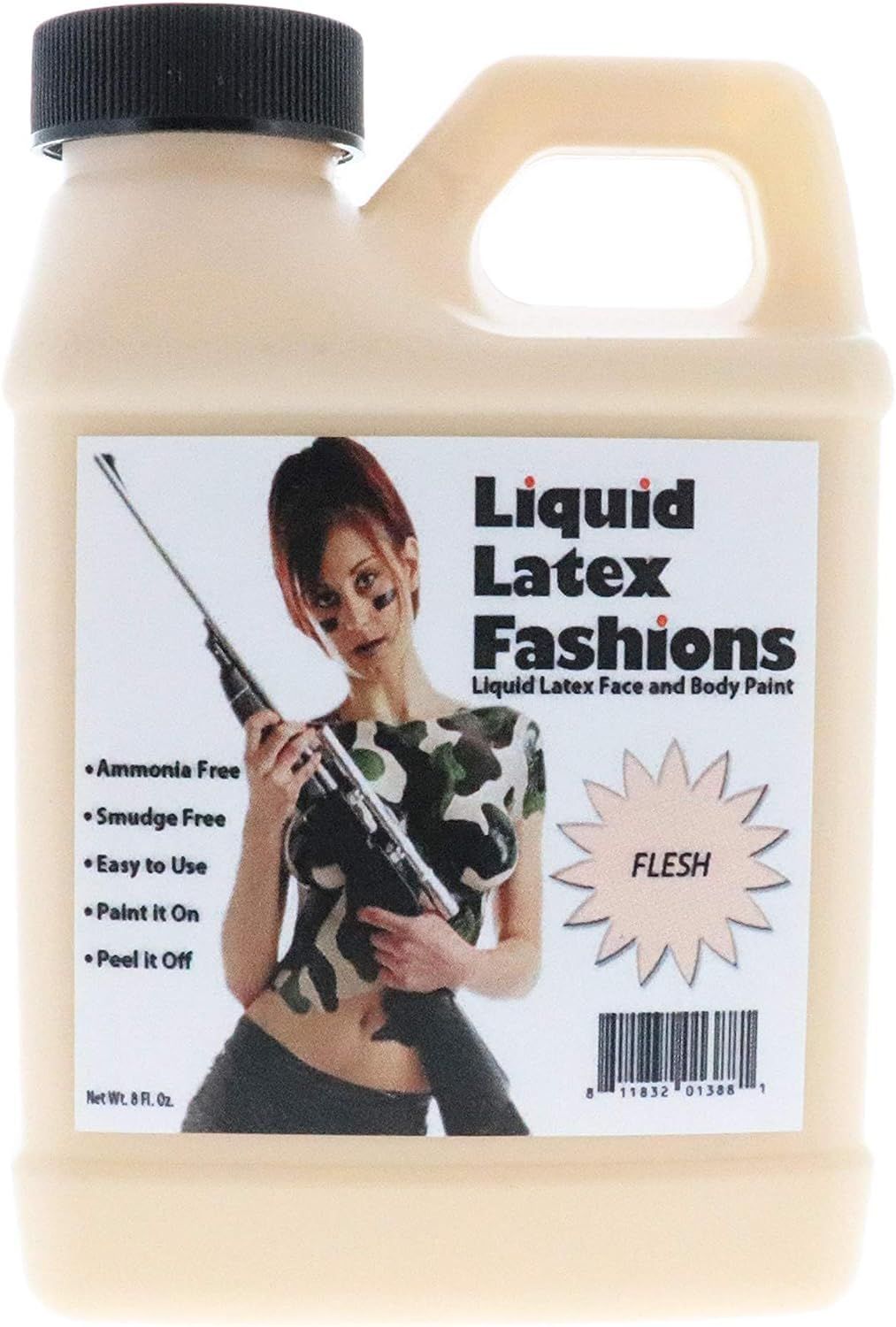 Flesh 8 Oz - Liquid Latex Body Paint, Ammonia Free No Odor, Easy On and Off, Cosplay Makeup, Creates Professional Monster, Zombie Arts