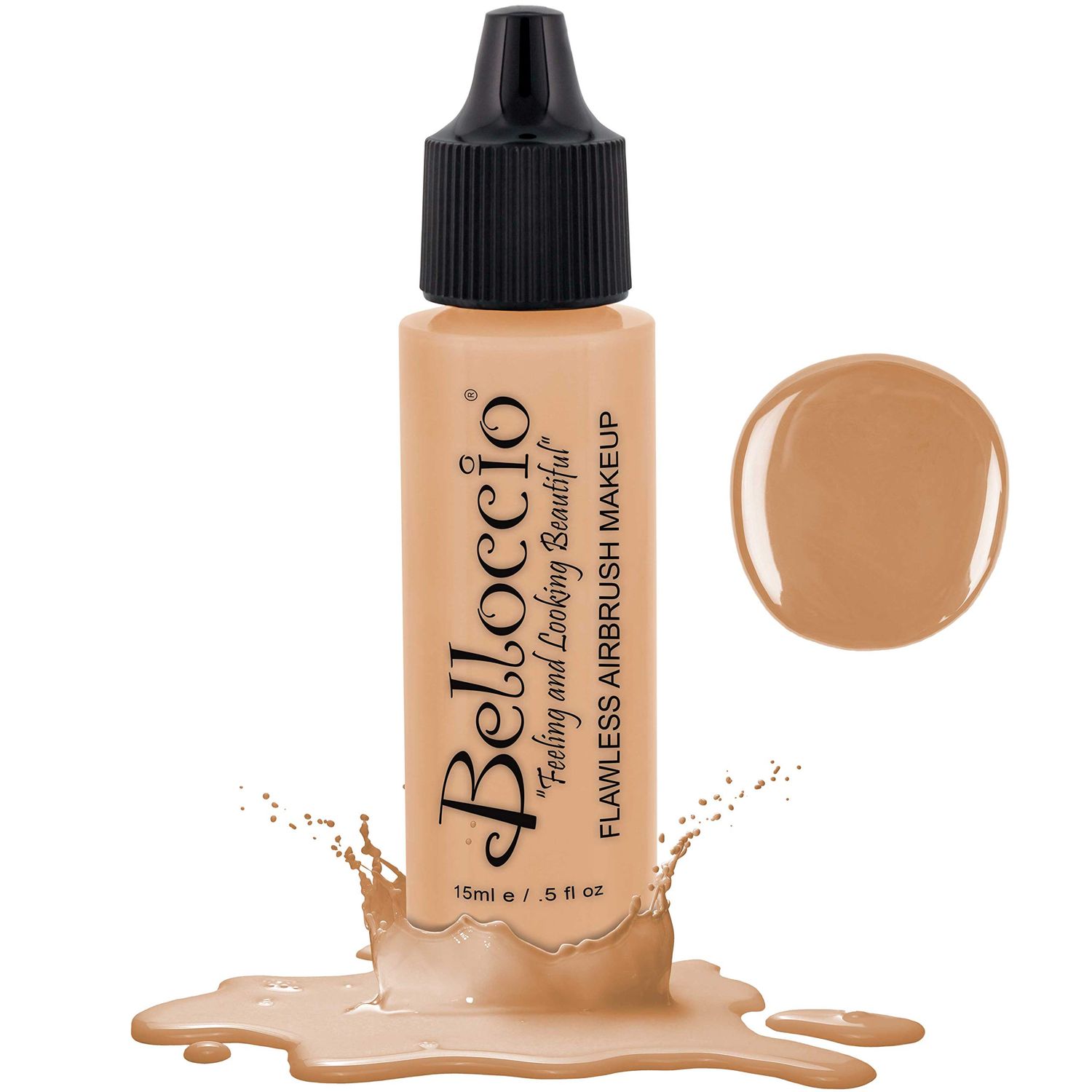 Belloccio&#39;s Professional Cosmetic Airbrush Makeup Foundation 12oz Bottle Buff- Light with Golden Undertones