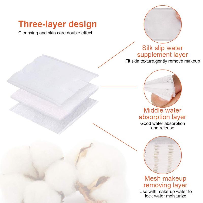OMSM Cotton Pads, Facial Lip &amp; Eye Makeup Remover Pads,100% Pure Cotton Effective Cosmetic Cotton Squares,Hypoallergenic, Lint-Free(222PCS)