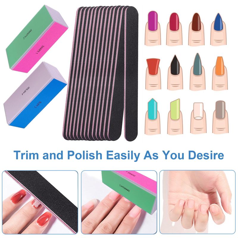 Nail File and Buffer Set, 4 Way Nail Buffers Shine Kit Professional Nail Files for Natural Nails Manicure Filer Filing Polishing Buff Nail Care Smoother Buffing Fingernail 1001202406003000 Grit