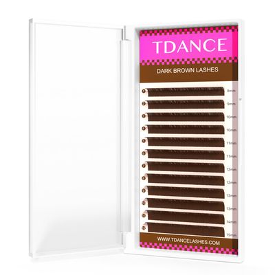 TDANCE Dark Brown Lash Extensions Colored Lash Extensions 0.030.050.07mm CD Curl Premium Brown Lashes Salon Use Brown Eyelash Extensions(Dark Brown,0.05-D,8-15mm)