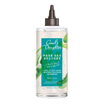 Carols Daughter Wash Day Delight Love at First To Foam Sulfate Free Shampoo with Aloe and Micellar Water, Paraben Free, Silicone Free, Micellar Shampoo for Kinky, Curly Hair, 16.9 fl oz