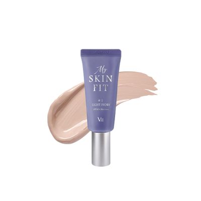 VILLAGE11FACTORY My Skin Fit BB Cream, Light Ivory, Anti-Aging Adenosine &amp; Collagen Booster, 0.67 fl.oz.