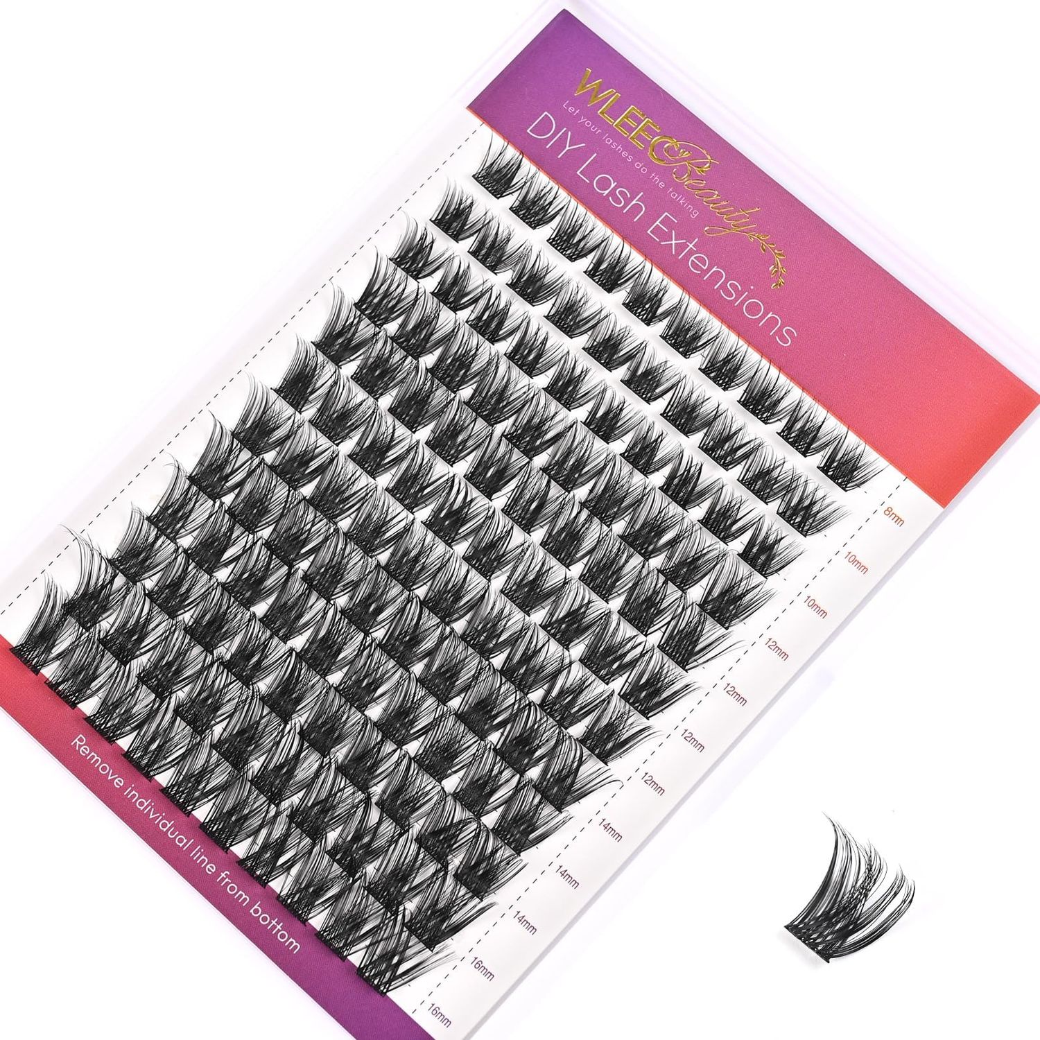 Wleec Beauty Wispy Lash Clusters for DIY Lash Extensions, 120PCS Individual Lashes D Curl Cluster Eyelash Extensions (LC10, Mix 8-16mm)