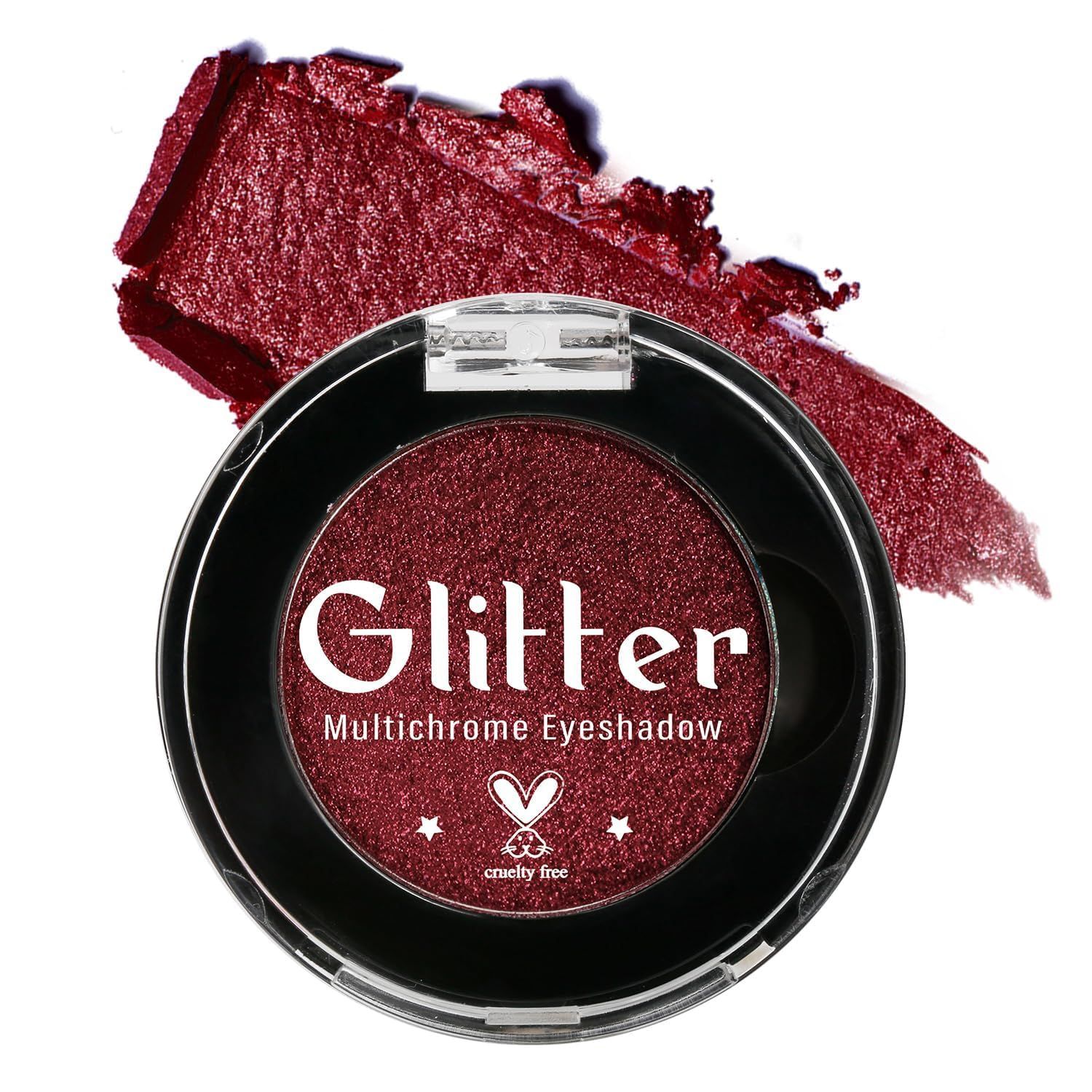 BEUSELF Metallic Burgundy Red Eyeshadow, Highly Pigmented True Red Sparkly Eyeshadow for Gothic Makeup, Long Wear Cream Formula Blendable Eye Shadow Pallet for Halloween Clown, Talc Free-Wine Red 3i