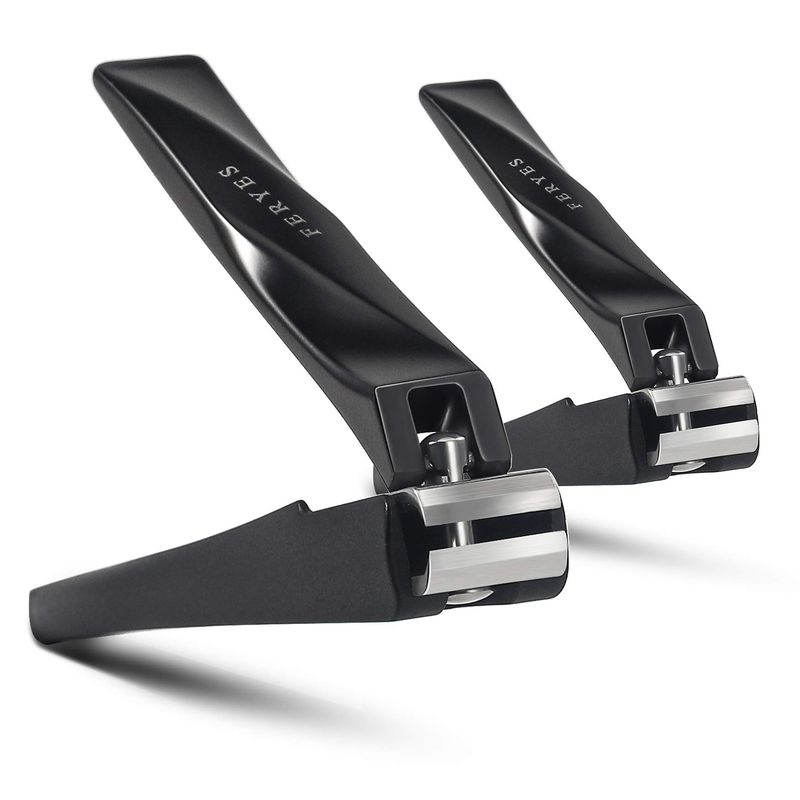 FERYES Nail Clippers with Catcher 2 PCS Set, No Splash Fingernail Clipper and Toenail Clipper, Stainless Steel Nail Cutters - WBlack Metal Case Packing
