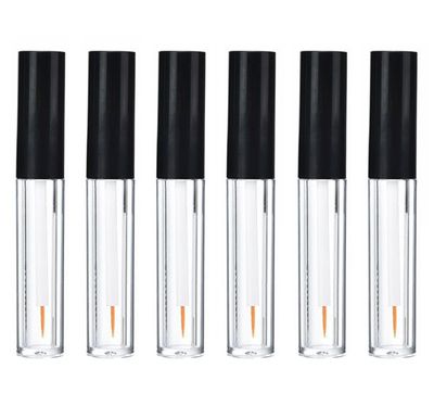6PCS 2ML Empty Plastic Clear Eyeliner Packing Vial Bottle Jars Eyelash Extension Liquid Storage Holder Container Eyelashes Mascara Tube with Black Cap