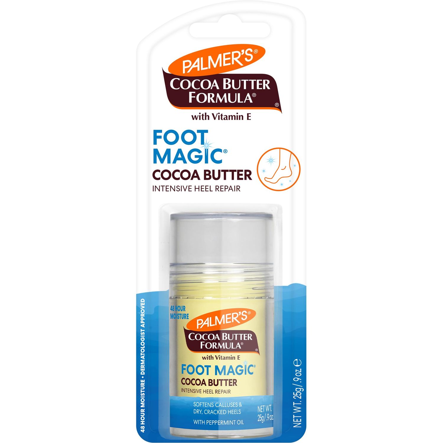 Palmer&#39;s Cocoa Butter Formula Heel Repair, Foot Balm Stick for Cracked Heels &amp; Feet, No-Mess Stick Applicator, 0.9 Ounce