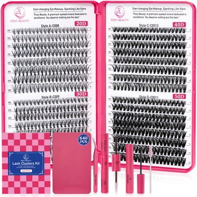 Lash Clusters - Lash Clusters Kit Lash Extension Kit with Lash Bond and Seal Cluster Eyelash Extensions Eyelash Clusters 20D30D40D50D-0.07D Lashes Clusters Eyelash Extension Kit DIY at Home Eyelashes