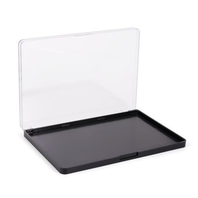 Snowso Large Empty Magnetic Eyeshadow Palette with Clear Top, Travel Makeup Organizer with 40Pcs Adhesive Metal Stickers For DIY Your Own Powder Palette (Large Palette - 7.87x5.51)