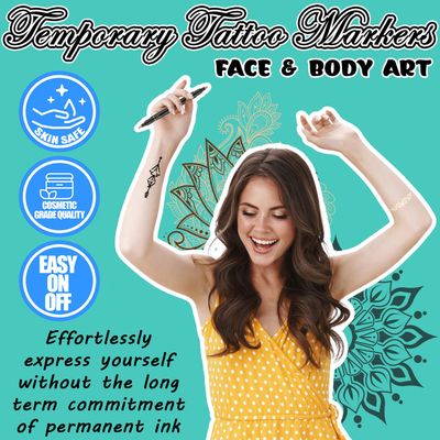 Jim&Gloria Body Art Tattoo Pen Dual Tip 10 Colors with GOLD & SILVER Skin Paint Markers for Kids Adults, Face Painting Kit Gifts for Teenage Girl, Teen Girls Trendy Stuff 8 9 10 11 12 13 14 Years Old