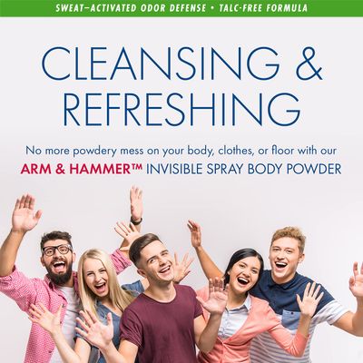 Arm &amp; Hammer Invisible Body Powder Spray, Clear Talc-Free Body Odor &amp; Sweat Control for Men &amp; Women, Spray Body Powder for Women and Men, Arm and Hammer Body Spray Powder, 7 Oz (3 Pack)