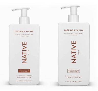 Native Shampoo and Conditioner Set | Sulfate Free, Paraben Free, Dye Free, with Naturally Derived Clean Ingredients| 16.5 oz (Coconut &amp; Vanilla, Moisturizing), 2, 1.3 ounces