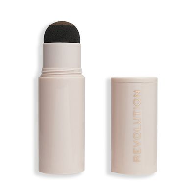 Revolution, Brow Powder Stamp &amp; Stencil Kit, Brow Shaping Tool, Medium Brown, Includes Brow Stencils