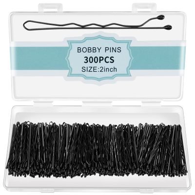 300 Pcs Bobby Pins Black, Black Hair Pins for Women Girls and Kids, Invisible Wave Hair clips Bulk with Storage box, Pain-Free Hairpins2 Inch Black