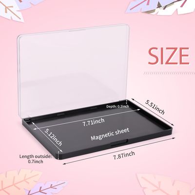 Snowso Large Empty Magnetic Eyeshadow Palette with Clear Top, Travel Makeup Organizer with 40Pcs Adhesive Metal Stickers For DIY Your Own Powder Palette (Large Palette - 7.87x5.51)