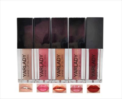 YARLADY 5pcs lip gloss combination set, 4pcs Shiny Lip gloss 1pcs lipstick matte long lasting 24 hours, Lip makeup Gift set