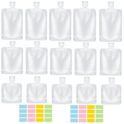 SEQUHITKU 17 Pack Travel Pouches for Toiletries,TSA Approved,Travel Size Portable Containers,Stand Up Pouch,Refillable Travel Accessories for Shampoo Conditioner Lotion Soap Liquids (B-17pcs)